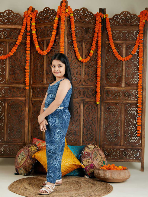 Vastramay Girl's Denim Top And Palazzo Set